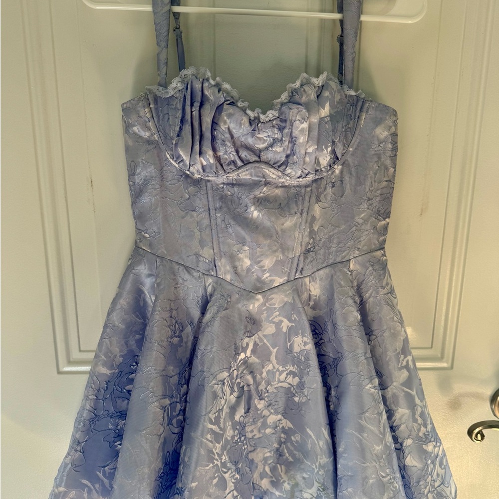 Sweet romance lace trim corset skater blue dress Windsor Size S